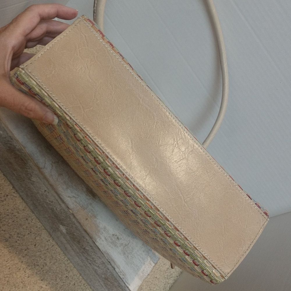 Liz Claiborne Beige/Tan Multicolor Woven Satchel - Picture 7 of 9
